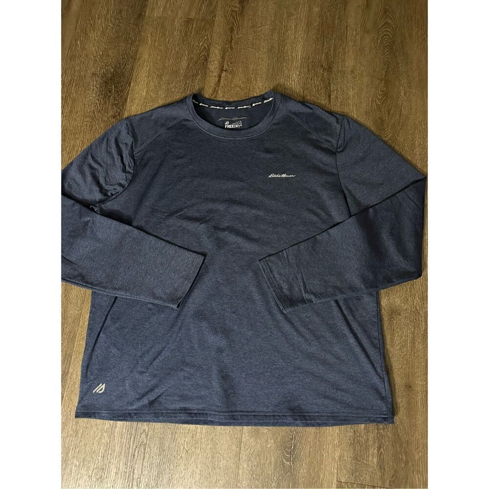 Eddie Bauer FreeDry Activewear Shirt Men's XL Long Sleeve Raglan Heather Blue